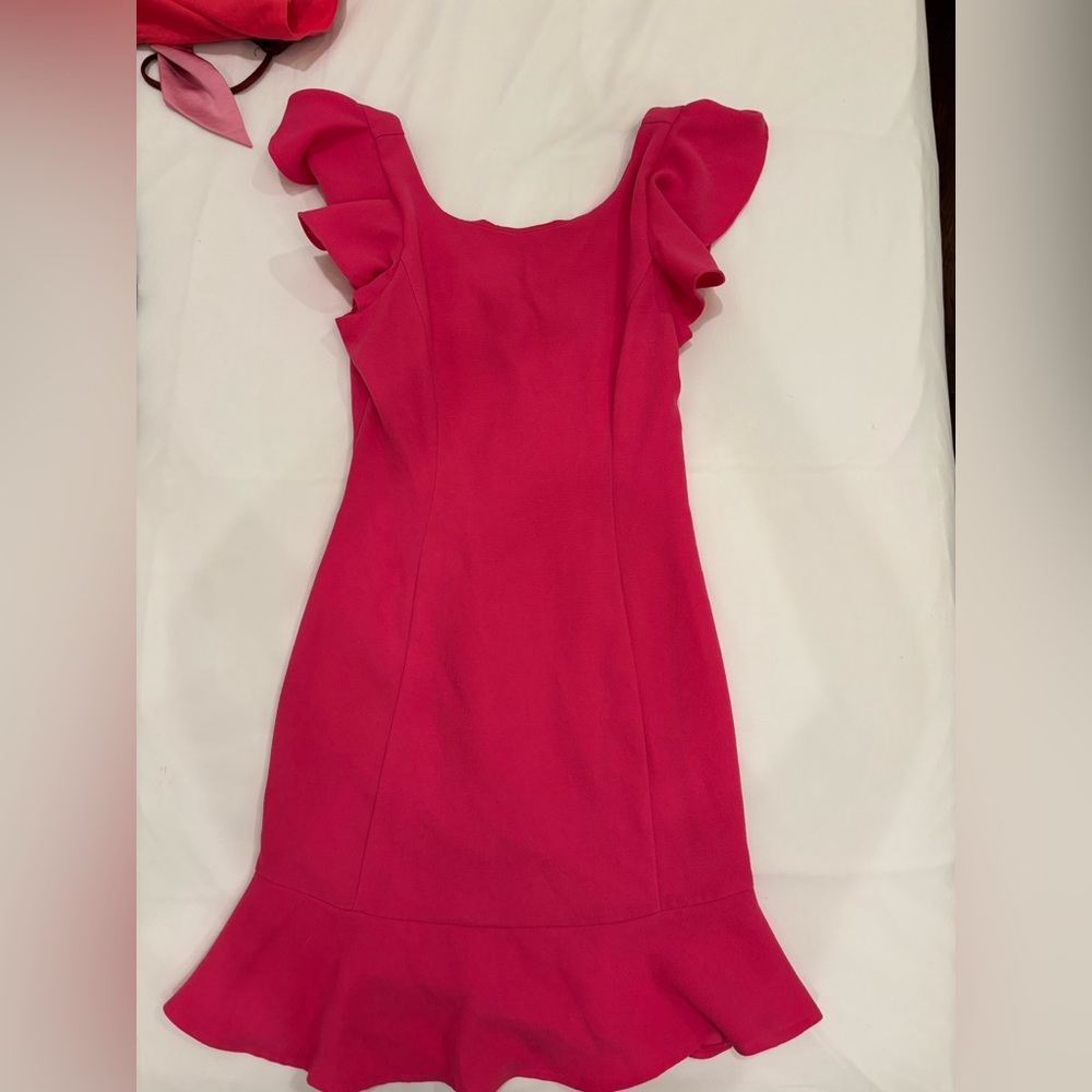 Hot pink ruffle dress